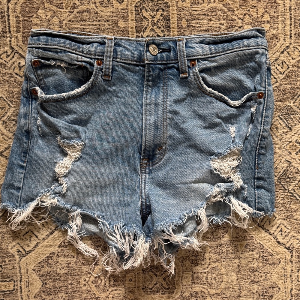 Abercrombie & Fitch Blue Distressed Jean Shorts